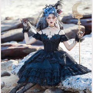 Gorgeous Hime Lolita Style Dress by LeFluor - COLOR BLACK SIZE S (CS31)